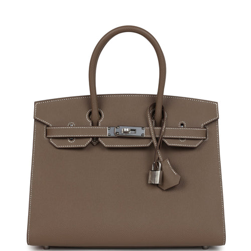 Hermes Birkin Sellier 30 Etoupe Epsom Palladium Hardware