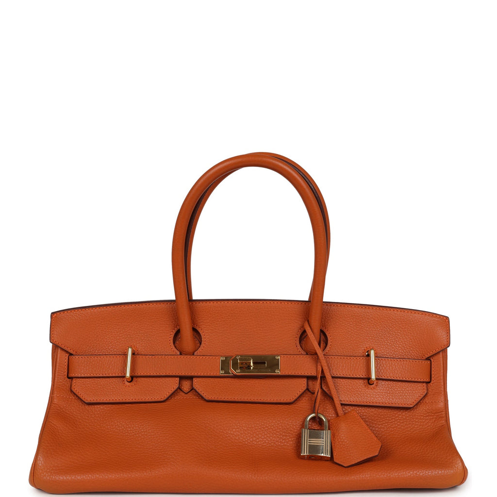 Vintage Hermes Shoulder Birkin 42 JPG Orange Clemence Gold Hardware