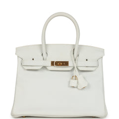 Pre-owned Hermès Birkin 30 White Clemence Gold Hardware