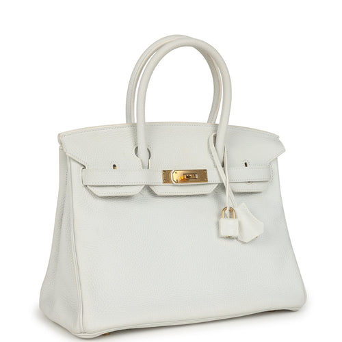 Pre-owned Hermès Birkin 30 White Clemence Gold Hardware
