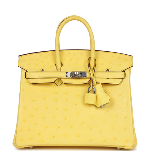 Hermes Birkin 25 Jaune Citron Ostrich Palladium Hardware