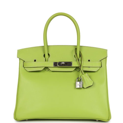 Pre-owned Hermes Birkin 30 Kiwi Candy Epsom Palladium Hardware