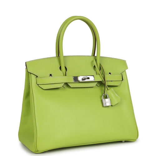 Pre-owned Hermes Birkin 30 Kiwi Candy Epsom Palladium Hardware