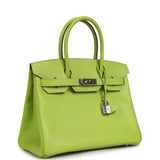 Pre-owned Hermes Birkin 30 Kiwi Candy Epsom Palladium Hardware - Thumbnail View 2