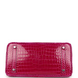 Pre-owned Hermes Birkin 30 Rose Poupre Shiny Porosus Crocodile Palladium Hardware