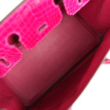 Pre-owned Hermes Birkin 30 Rose Poupre Shiny Porosus Crocodile Palladium Hardware