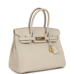 Pre-owned Hermes Birkin 30 Craie Togo Gold Hardware