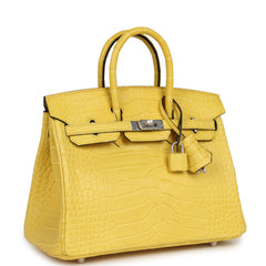Hermes Birkin 25 Mimosa Matte Alligator Palladium Hardware