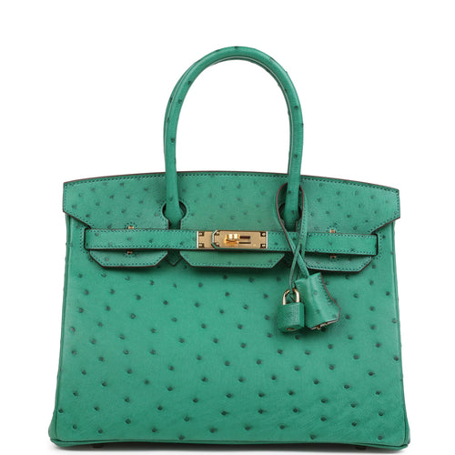 Hermes Special Order (HSS) Birkin 30 Vert Vertigo Verso Ostrich Gold Hardware