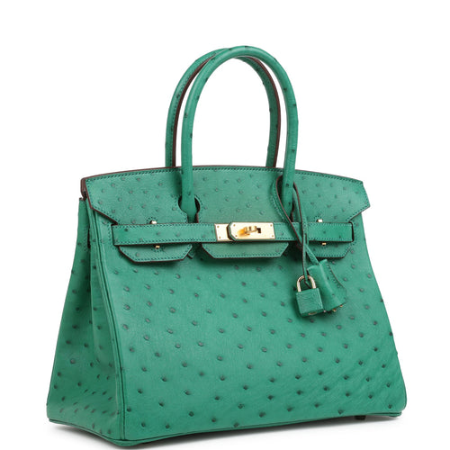 Hermes Special Order (HSS) Birkin 30 Vert Vertigo Verso Ostrich Gold Hardware