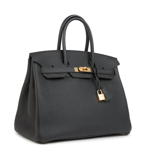 Pre-owned Hermes Birkin 35 Black Togo Rose Gold Hardware