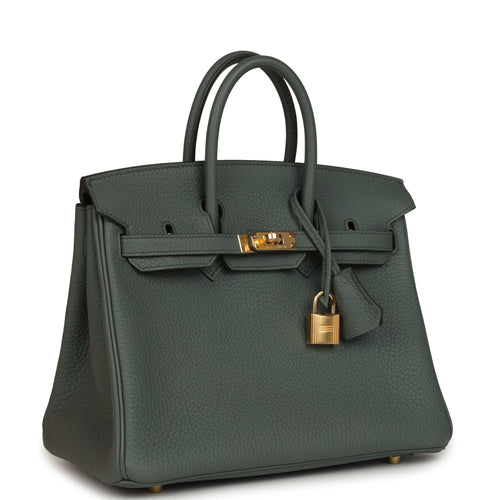 Hermes Birkin 25 Vert Amande Togo Gold Hardware