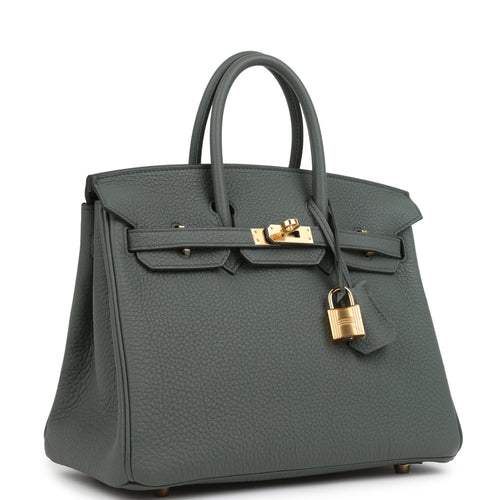 Hermes Birkin 25 Vert Amande Togo Gold Hardware