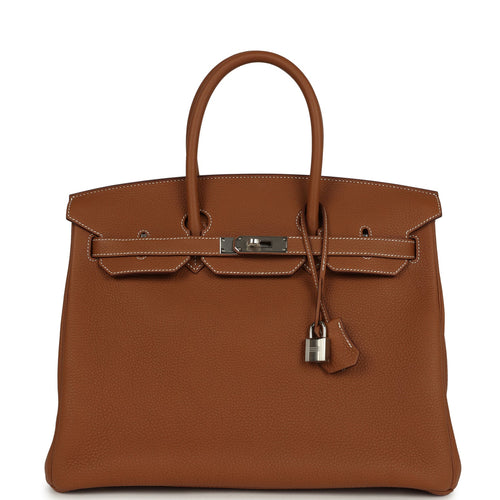 Pre-owned Hermes Birkin 35 Gold Togo Palladium Hardware