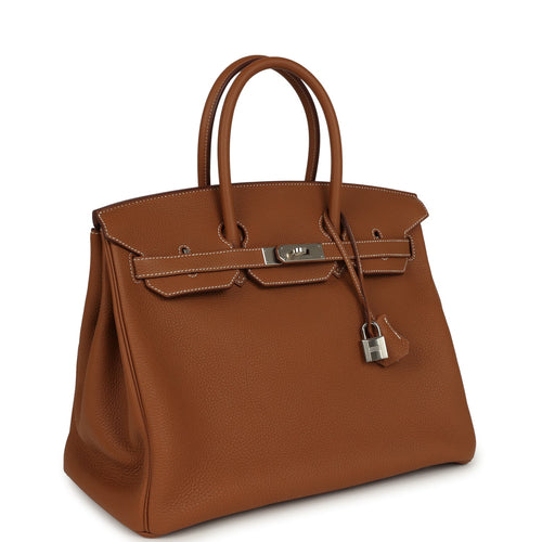 Pre-owned Hermes Birkin 35 Gold Togo Palladium Hardware