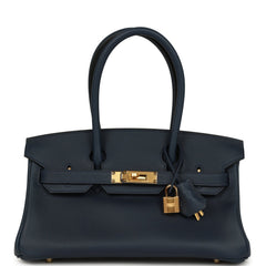 Hermes Shoulder Birkin Light 29 Bleu Abysse Evercolor Gold Hardware