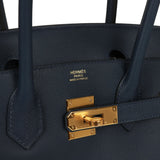 Hermes Shoulder Birkin Light 29 Bleu Abysse Evercolor Gold Hardware - Thumbnail View 7