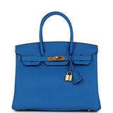 Hermes Birkin 30 Bleu Hydra Togo Gold Hardware