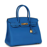 Hermes Birkin 30 Bleu Hydra Togo Gold Hardware