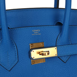 Hermes Birkin 30 Bleu Hydra Togo Gold Hardware