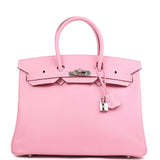 Pre-owned Hermes Special Order (HSS) Birkin 35 Bubblegum Epsom Palladium Hardware