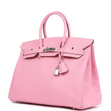 Pre-owned Hermes Special Order (HSS) Birkin 35 Bubblegum Epsom Palladium Hardware