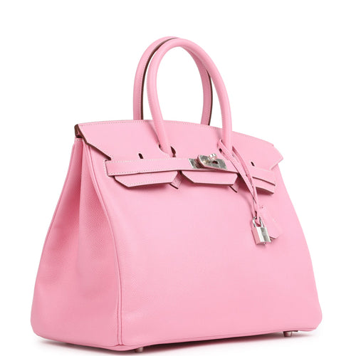 Pre-owned Hermes Special Order (HSS) Birkin 35 Bubblegum Epsom Palladium Hardware