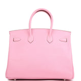 Pre-owned Hermes Special Order (HSS) Birkin 35 Bubblegum Epsom Palladium Hardware