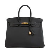 Hermes Birkin 35 Black Togo Gold Hardware