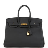 Hermes Birkin 35 Black Togo Gold Hardware