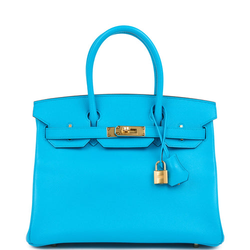 Hermes Birkin 30 Bleu Frida Epsom Gold Hardware