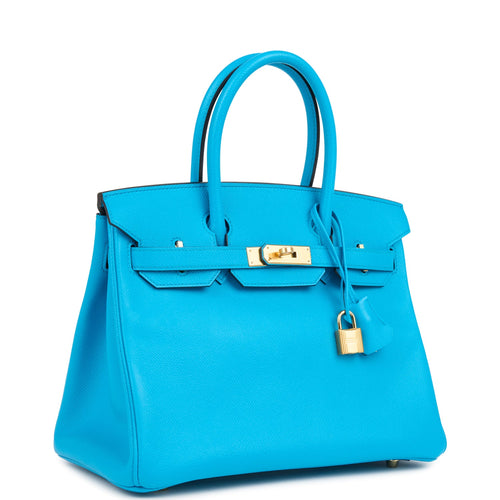 Hermes Birkin 30 Bleu Frida Epsom Gold Hardware