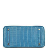 Pre-owned Hermes Birkin 30 Bleu Mykonos Matte Alligator Gold Hardware - Thumbnail View 6