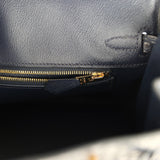 Pre-owned Hermes Birkin 25 Bleu Indigo Matte Alligator Gold Hardware