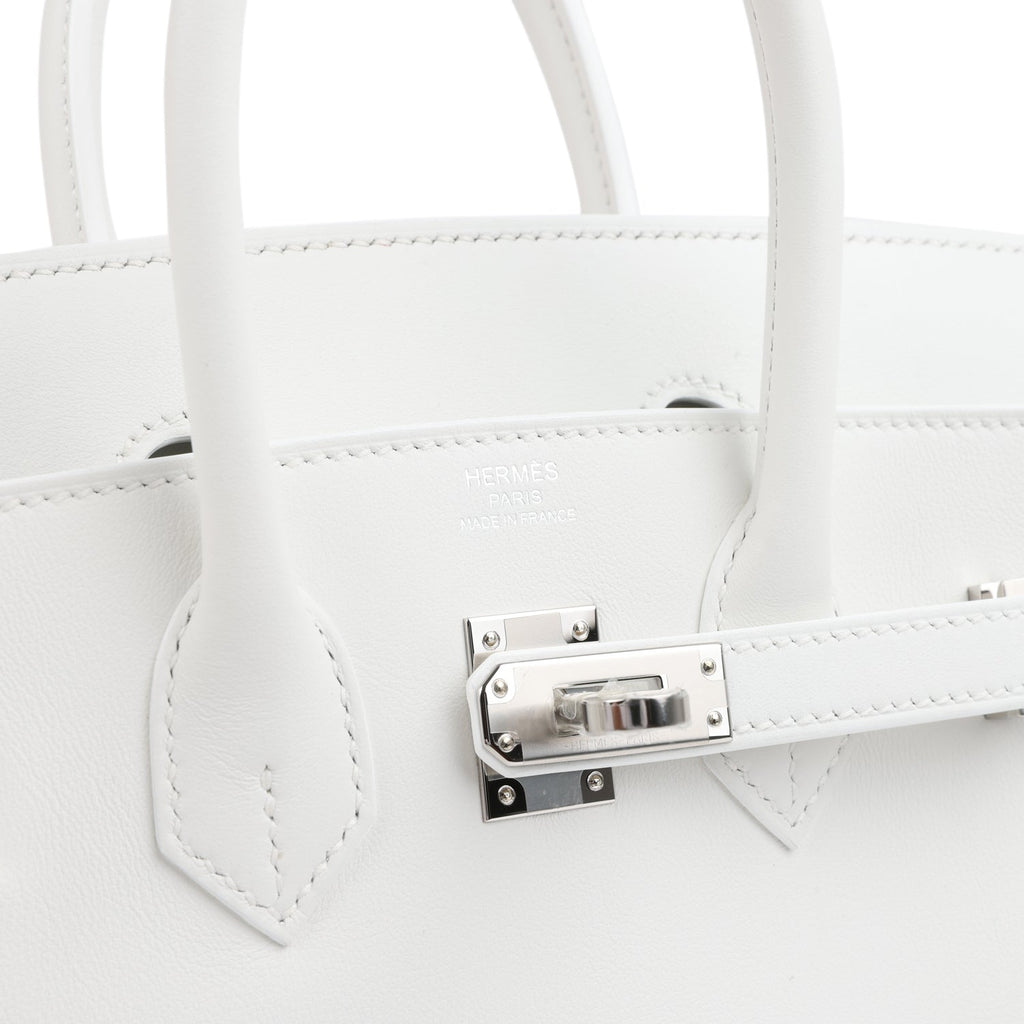 Hermes Birkin 25 Retourne New White Swift Palladium Hardware