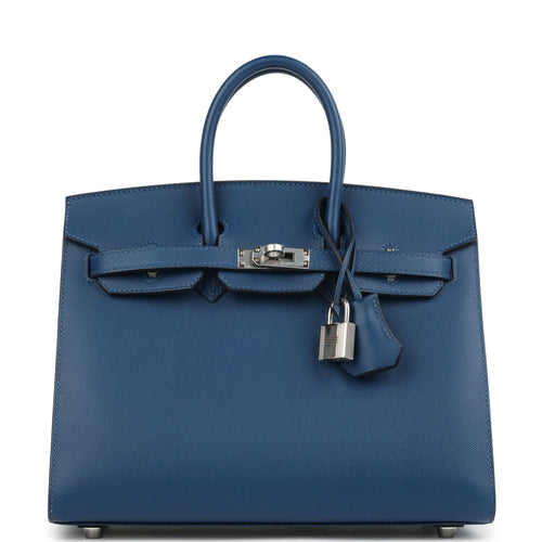 Hermes Birkin Sellier 25 Deep Bleu Madame Palladium Hardware