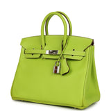 Pre-owned Hermes Candy Birkin 25 Kiwi Candy Epsom Palladium Hardware