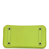 Pre-owned Hermes Candy Birkin 25 Kiwi Candy Epsom Palladium Hardware