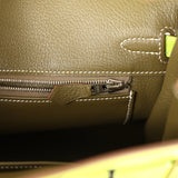 Pre-owned Hermes Candy Birkin 25 Kiwi Candy Epsom Palladium Hardware