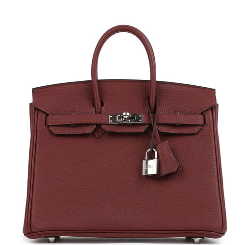 Pre-owned Hermes Birkin 25 Rouge H Togo Palladium Hardware