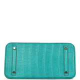 Pre-owned Hermes Birkin 30 Bleu Paon Matte Alligator Gold Hardware