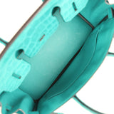 Pre-owned Hermes Birkin 30 Bleu Paon Matte Alligator Gold Hardware