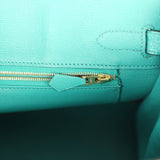 Pre-owned Hermes Birkin 30 Bleu Paon Matte Alligator Gold Hardware