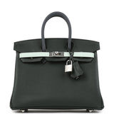 Hermes Birkin 25 Tricolor Vert Fonce, Ardoise and Vert Peppermint Epsom Palladium Hardware