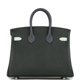 Hermes Birkin 25 Tricolor Vert Fonce, Ardoise and Vert Peppermint Epsom Palladium Hardware