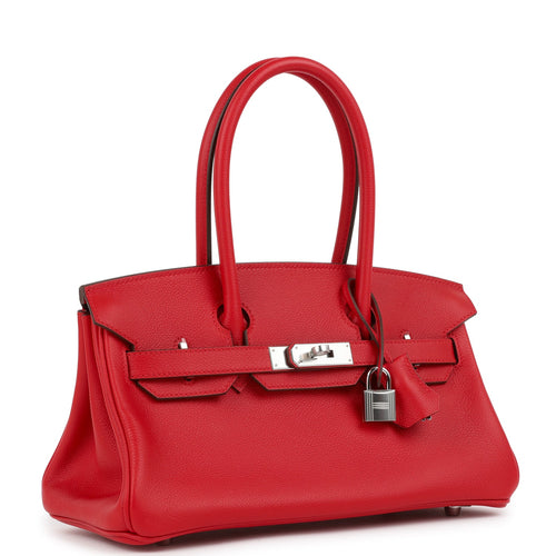 Hermes Shoulder Birkin Light 29 Rouge Radieux Evercolor Palladium Hardware