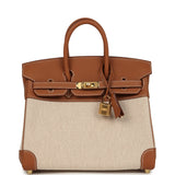 Hermes Birkin 25 Ecru and Gold Toile H Canvas and Gold Swift Gold Hardware - Thumbnail View 1