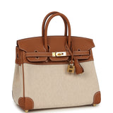 Hermes Birkin 25 Ecru and Gold Toile H Canvas and Gold Swift Gold Hardware - Thumbnail View 2