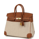 Hermes Birkin 25 Ecru and Gold Toile H Canvas and Gold Swift Gold Hardware - Thumbnail View 5