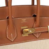 Hermes Birkin 25 Ecru and Gold Toile H Canvas and Gold Swift Gold Hardware - Thumbnail View 7
